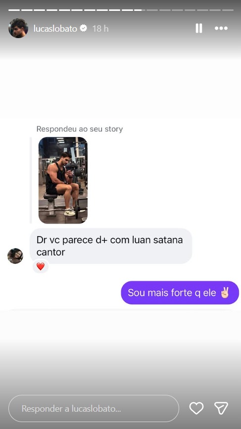 Lucas brincou após ser comparado por um seguidor a Luan Santana