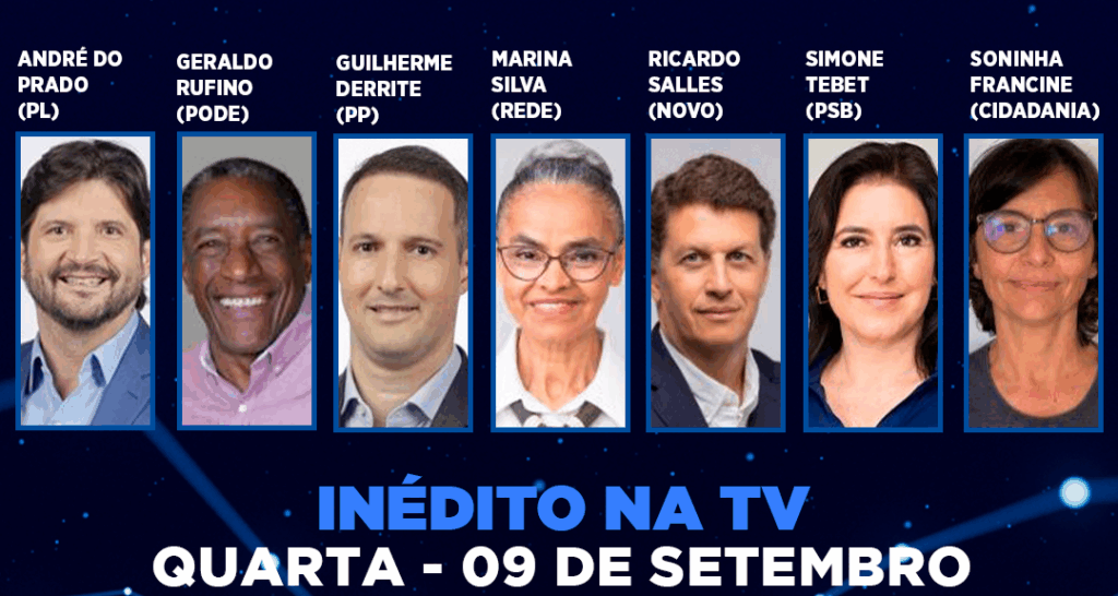 BandNews TV reúne os candidatos ao Senado em primeiro debate histórico. Crédito: Divulgação/BandNews TV