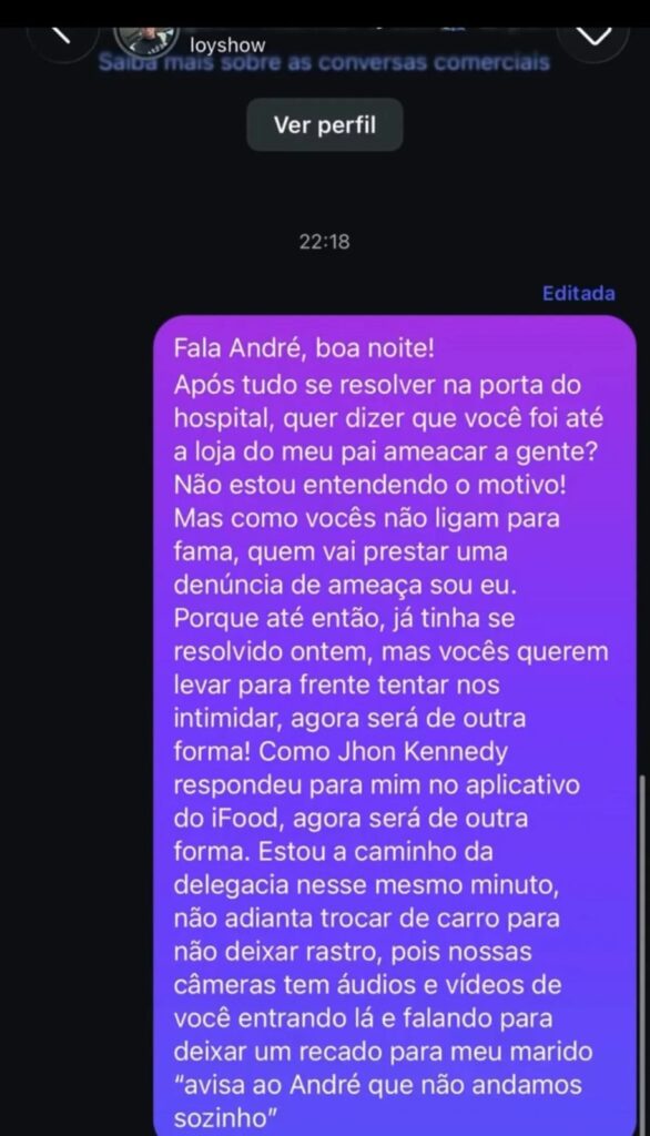 A entregadora compartilhou prints de conversas que, segundo ela, ocorreram pelo aplicativo
