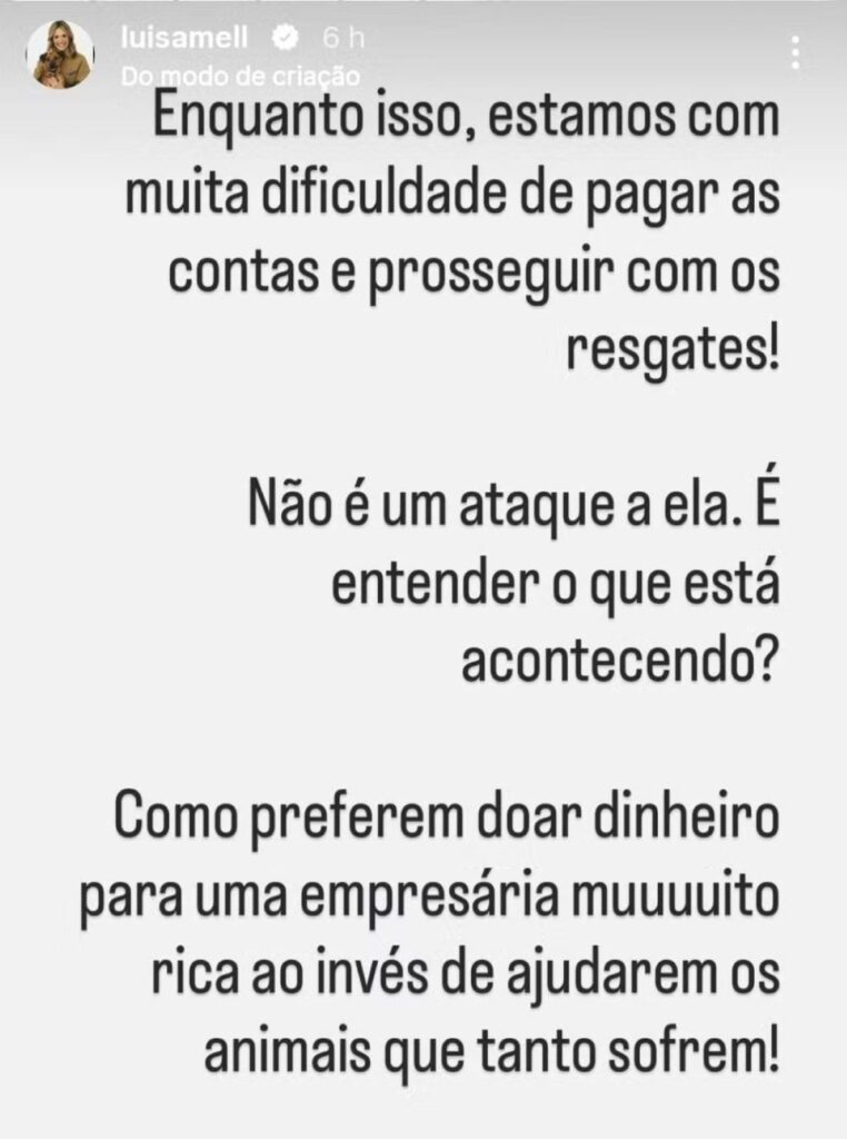 A ativista questionou as prioridades de doação do público