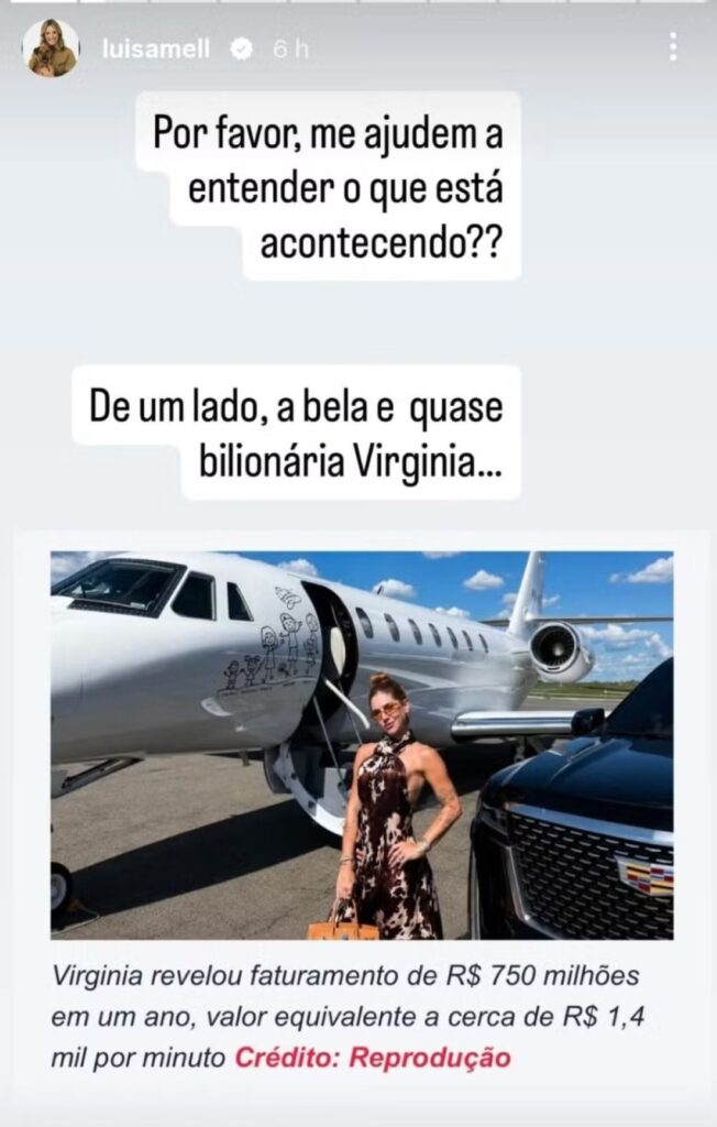 Prints do desabafo publicado por Luísa Mell