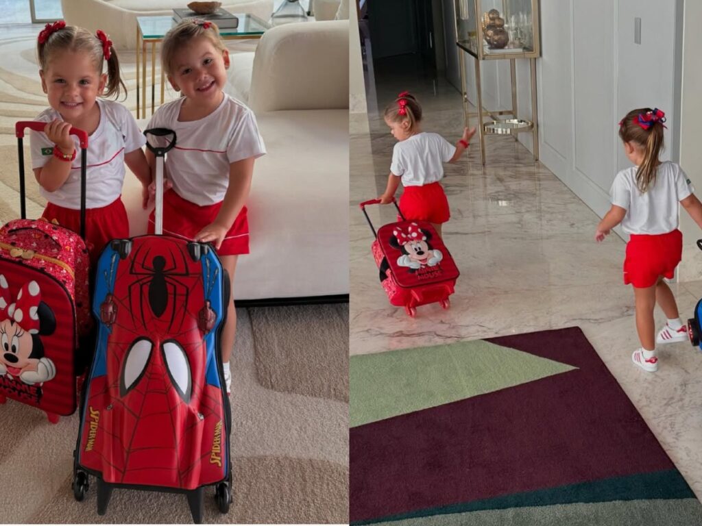 Maria Alice e Maria Flor indo a escola