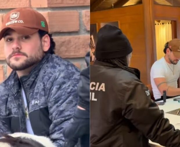 César Rincon em sua propriedade rural durante operação policial