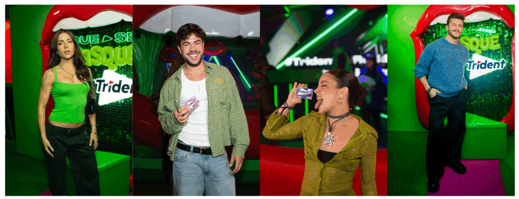 Marina Sena, Jade Picon, Álvaro, Agatha Moreira e outros famosos passaram pelo estande da Trident na Cidade do Rock.