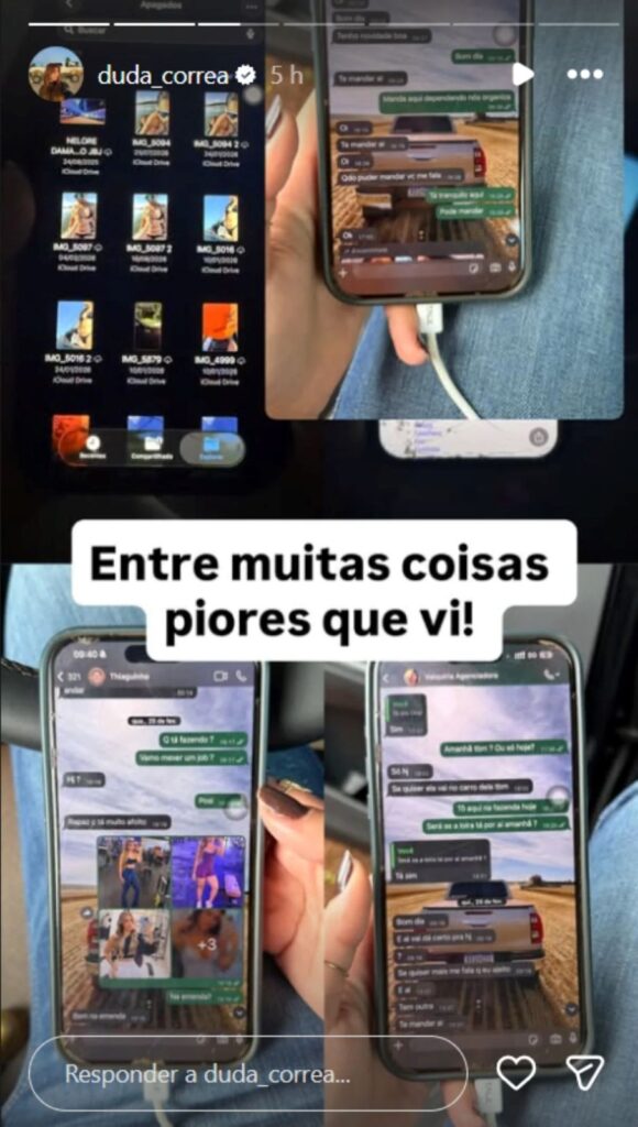 Influenciadora afirmou que encontrou mensagens e registros de supostas traições