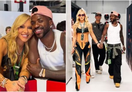 Look de Virginia Fonseca com detalhes em laranja usado no GP da Espanha gerou críticas entre fãs da Ferrari