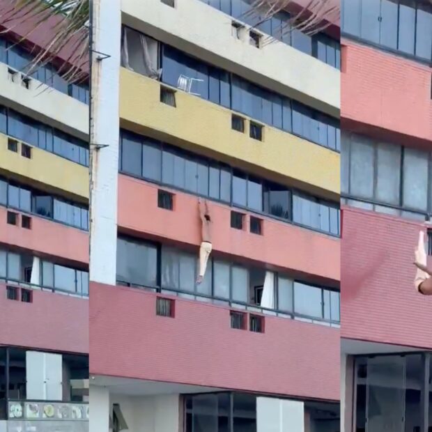 Homem sofreu uma queda grave após ser visto tentando sair pela parte externa de um flat na Barra de Salvador.