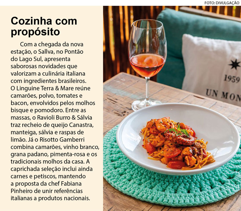 restaurante sallva, no pontão do lago sul, linguine terra & mare