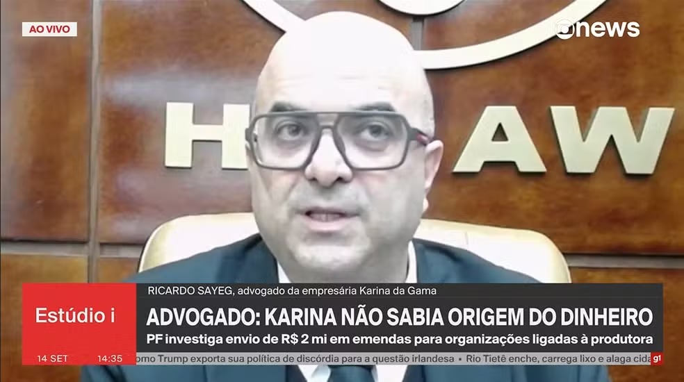 Ricardo Sayeg representa a empresária Karina Ferreira da Gama
