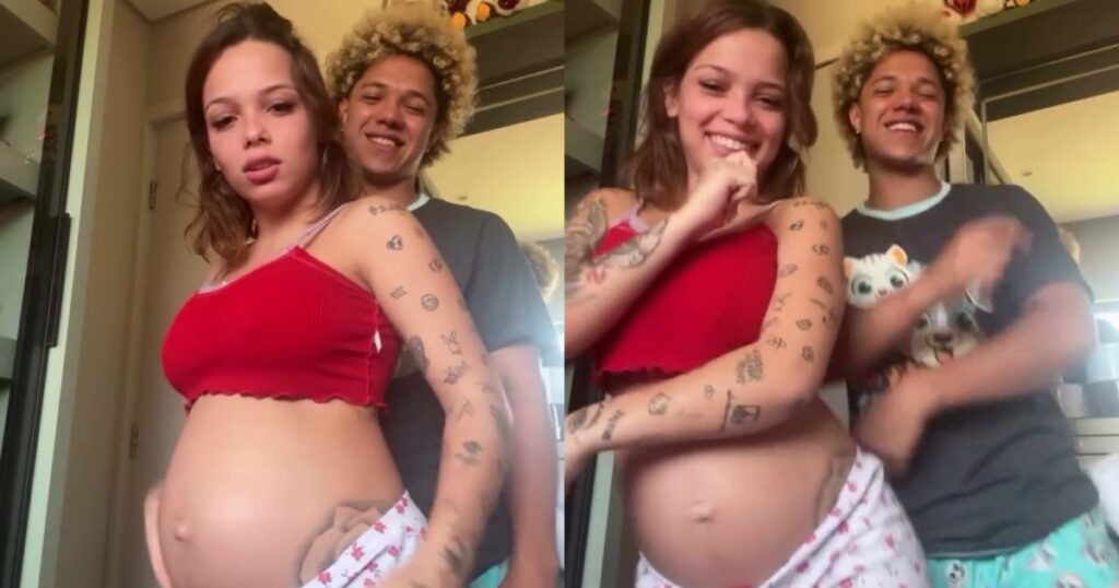 Influenciadora gravou o pronunciamento ao lado do marido, Andyn