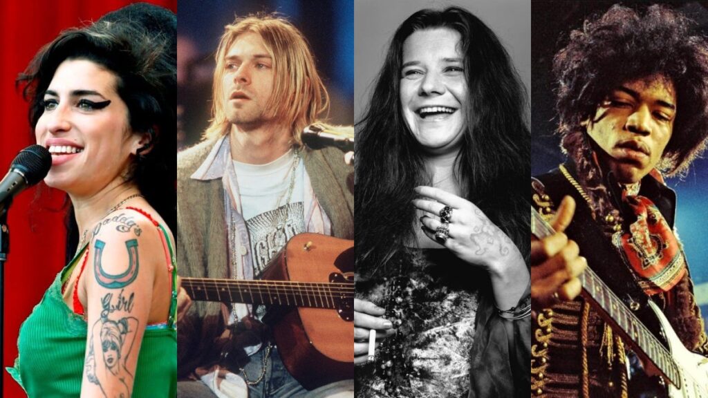 Jimi Hendrix, Janis Joplin, Kurt Cobain e Amy Winehouse estão entre os artistas associados ao chamado Clube dos 27
