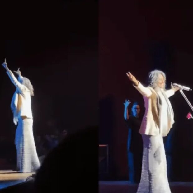 Simone fez o gesto de “L” durante apresentação da turnê “Que Mulher É Essa?” em Curitiba