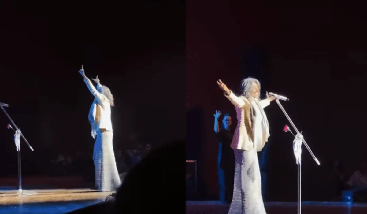Simone fez o gesto de “L” durante apresentação da turnê “Que Mulher É Essa?” em Curitiba