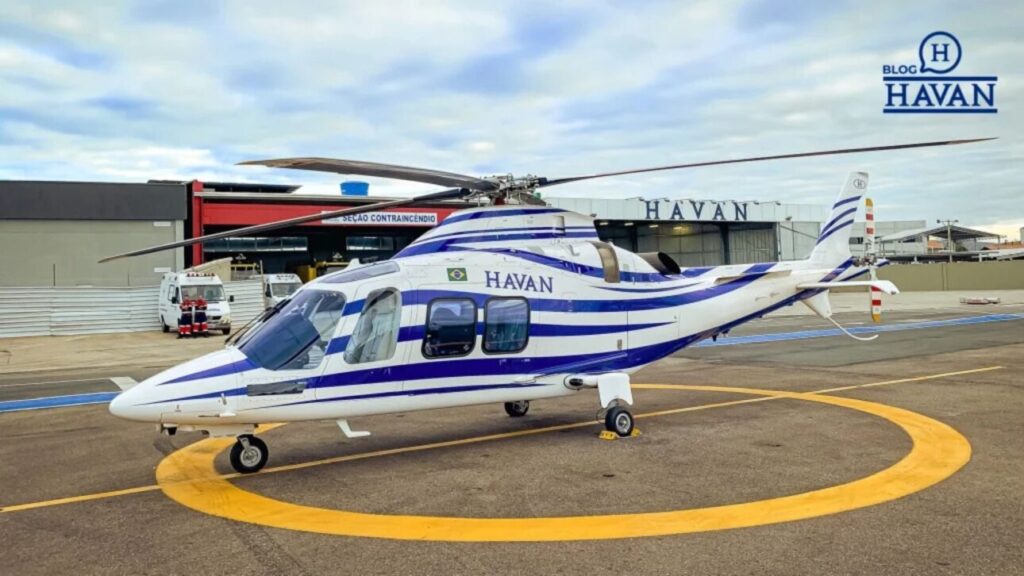 Helicópteros da Havan que podem ser deslocados para apoiar a operação em Santa Catarina