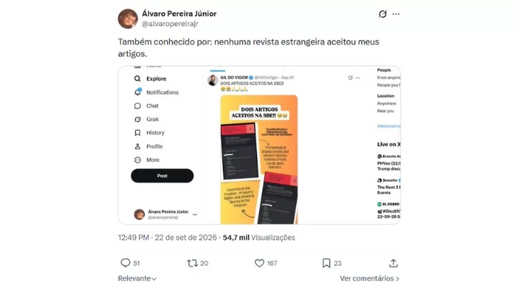 Álvaro Pereira Jr. criticou Gil do Vigor nas redes sociais