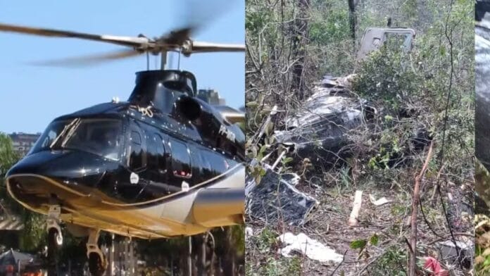 Helicóptero foi encontrado em uma encosta de mata fechada na localidade de Santa Bárbara, em Urubici