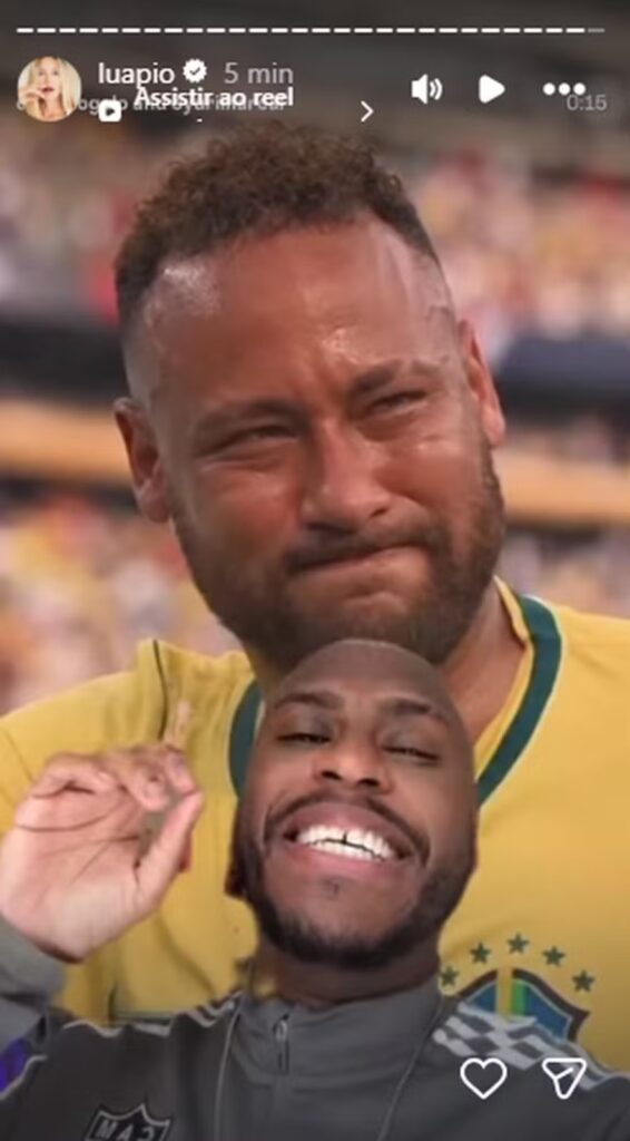 Neymar aparece em foto usada por Yuri Marçal na provocação compartilhada pela atriz
