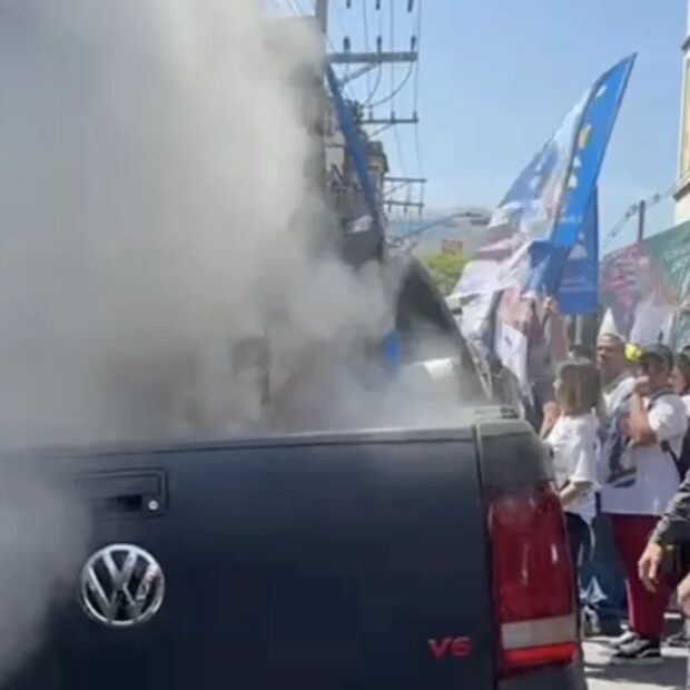 Gerador de carro de som pegou fogo durante ato no Brás, em São Paulo