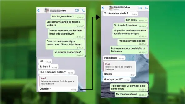  Mensagens reproduzidas pela reportagem tratam de encontros privados e pedidos de sigilo
