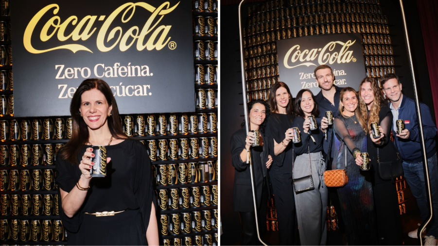À esquerda: Luciana Batista, Presidente da Coca-Cola Brasil. À direita: time de marketing da Coca-Cola Brasil. Créditos: MMFaria