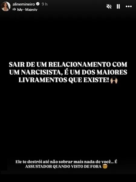 A influenciadora publicou mensagens sobre relações abusivas após o término