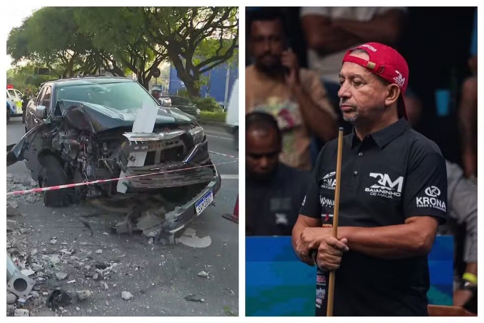 Mestre da sinuca, Baianinho de Mauá fica ferido após caminhonete bater em poste em SP