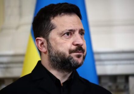 116584592 ukraines president volodymyr zelensky reacts during a meeting with britains prime minist