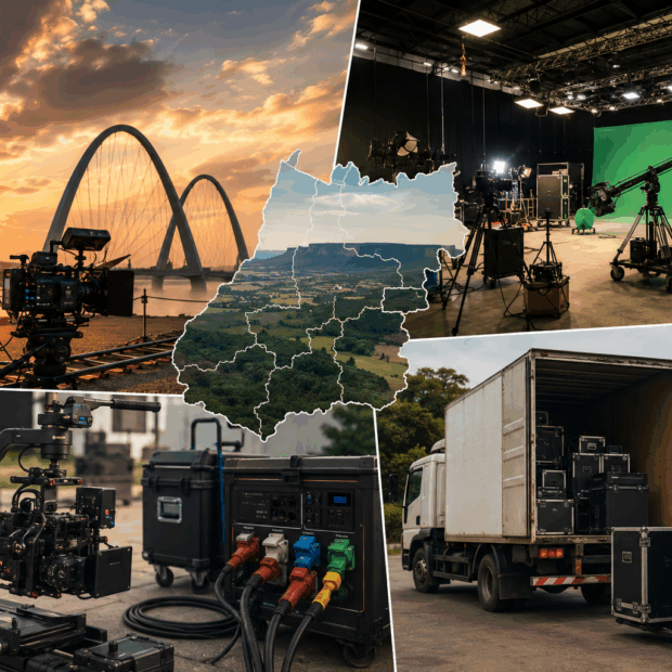 colagem cinematográfica de produção audiovisual