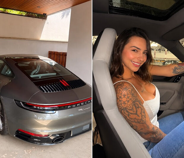 Karol Rosalin contou que esqueceu marmitas dentro de seu Porsche, avaliado em aproximadamente R$ 1 milhão - Créditos: @karolrosalin | CO ASSESSORIA