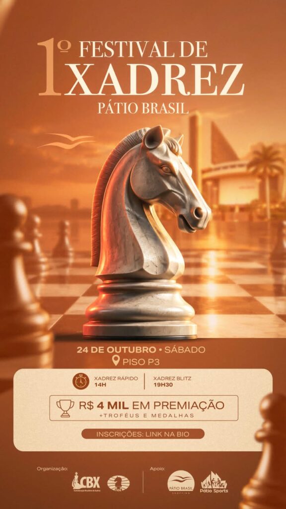 O Mestre FIDE Luigy Lira, campeão brasileiro universitário de 2026, está entre os participantes confirmados do festival.