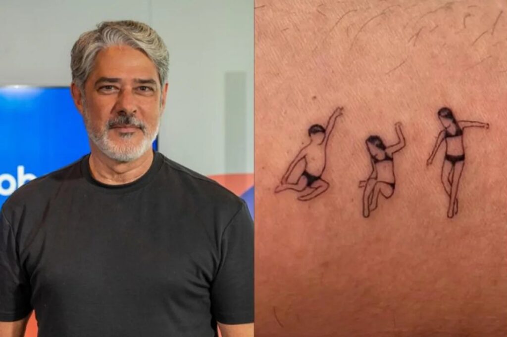 William Bonner mostrou a primeira tatuagem no braço 

