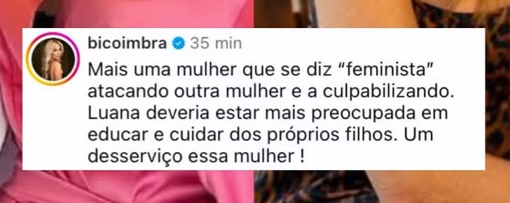 Bianca Coimbra, amiga de Bruna Biancardi, também entrou na polêmica e questionou a postura da atriz.