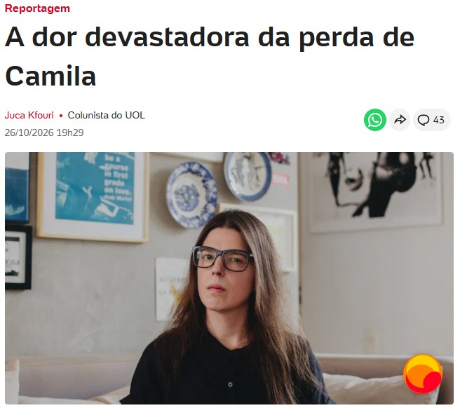 Em texto emocionante, Juca Kfouri descreveu a filha Camila como uma das grandes paixões de sua vida.
