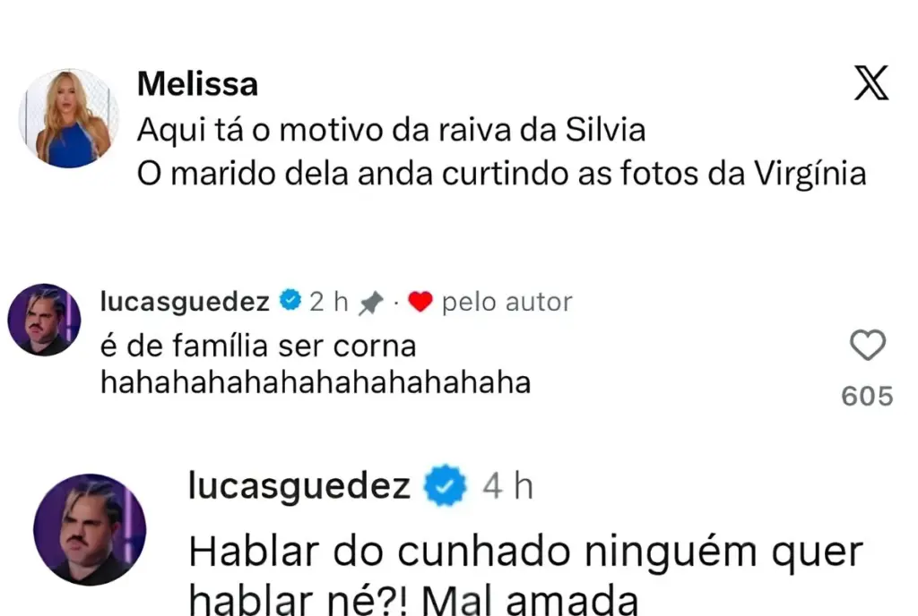 Patrícia Abravanel acabou mencionada nas interpretações da provocação feita por Lucas Guedez à família da apresentadora.